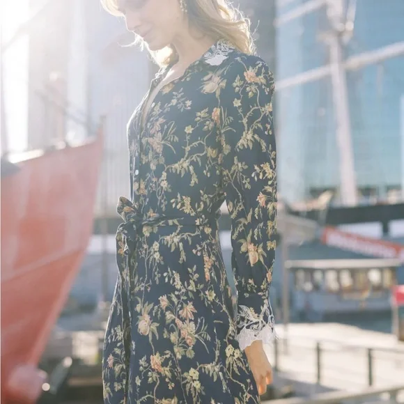 MASON'S DAUGHTER Samantha Shirtdress, Heirloom Bouquet Viscose Twill. Small NWT - Picture 5 of 5